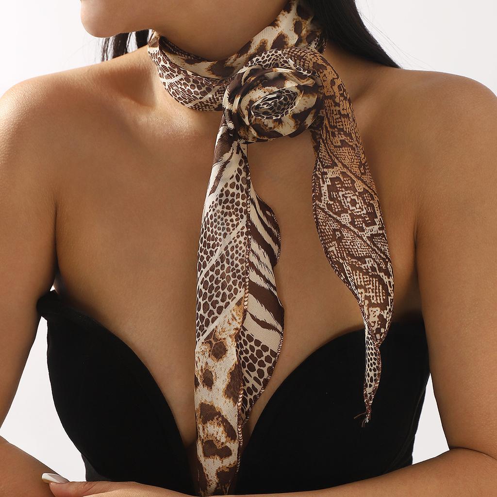 New Long Scarf High Grade Leopard Print Polka Dot Rose Fashion All Match Scarf Neck Decoration