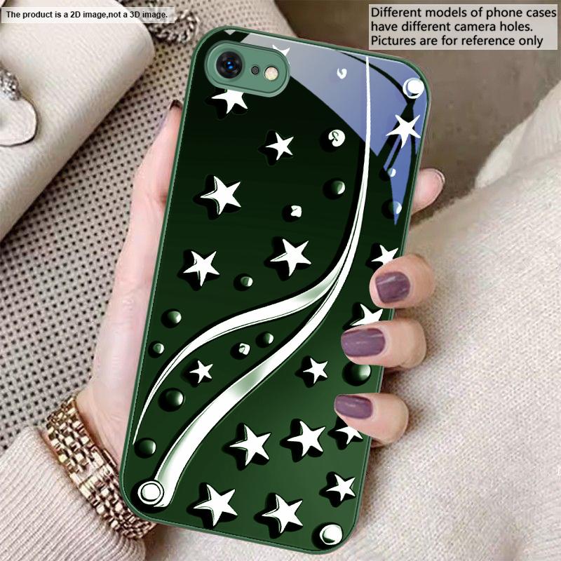 Tiefe Nacht mit Sternen Für iPhone 17 Air 16 E 15 14 13 Plus 12 mini 17 Pro Max 11Pro XR Xs X 7 8 11 Gehärtetes Glas Handyhülle