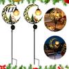 Automatic Dusk to Dawn Lights Solar Christmas Moon Light, Santa Snowman Crescent Garden Stake Warm Winter Courtyard Decorations LED Glow, Festive