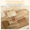 Wooden Cage for Hamsters and Mice, Play House with 5 Platforms, Ramp, Hinged Roof, Glass Window, Plastic and Bottom Shelf, 60x40x80 Cm, Natural