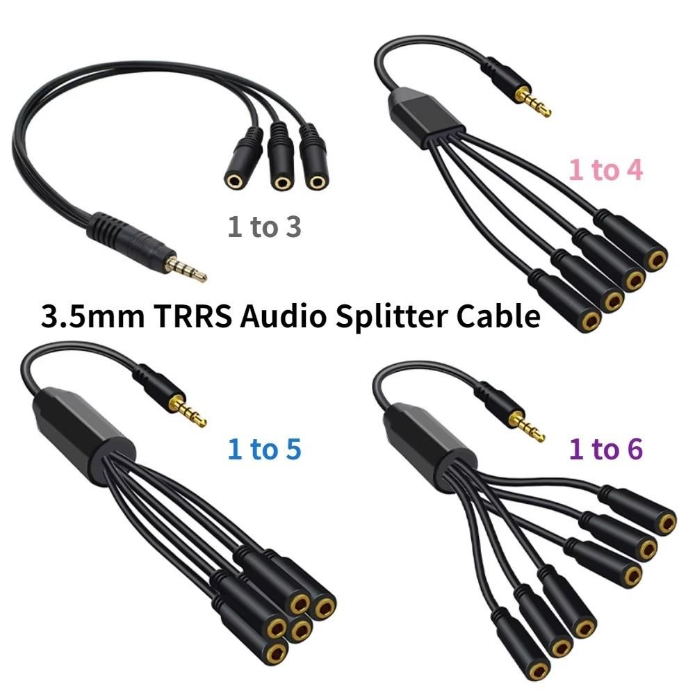 3.5mm Headset Splitter Cable Stereo 30cm Audio Jack Extender Male To Female 1 To 6/5/4/3 Port AUX Adapters Cord