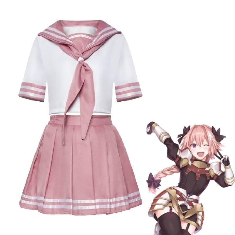 Fate Astolfo Cosplay Sailor Uniform With Butterfly Bow Japanese Student Socks