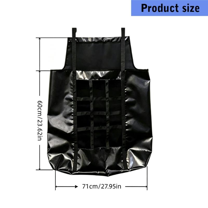 Horse Feeding Bag with Hanging Design, Black Front Opening Feed Bag, 60 x 71 cm Bag for Stable, Trailer, and Fence Feeding Contexts