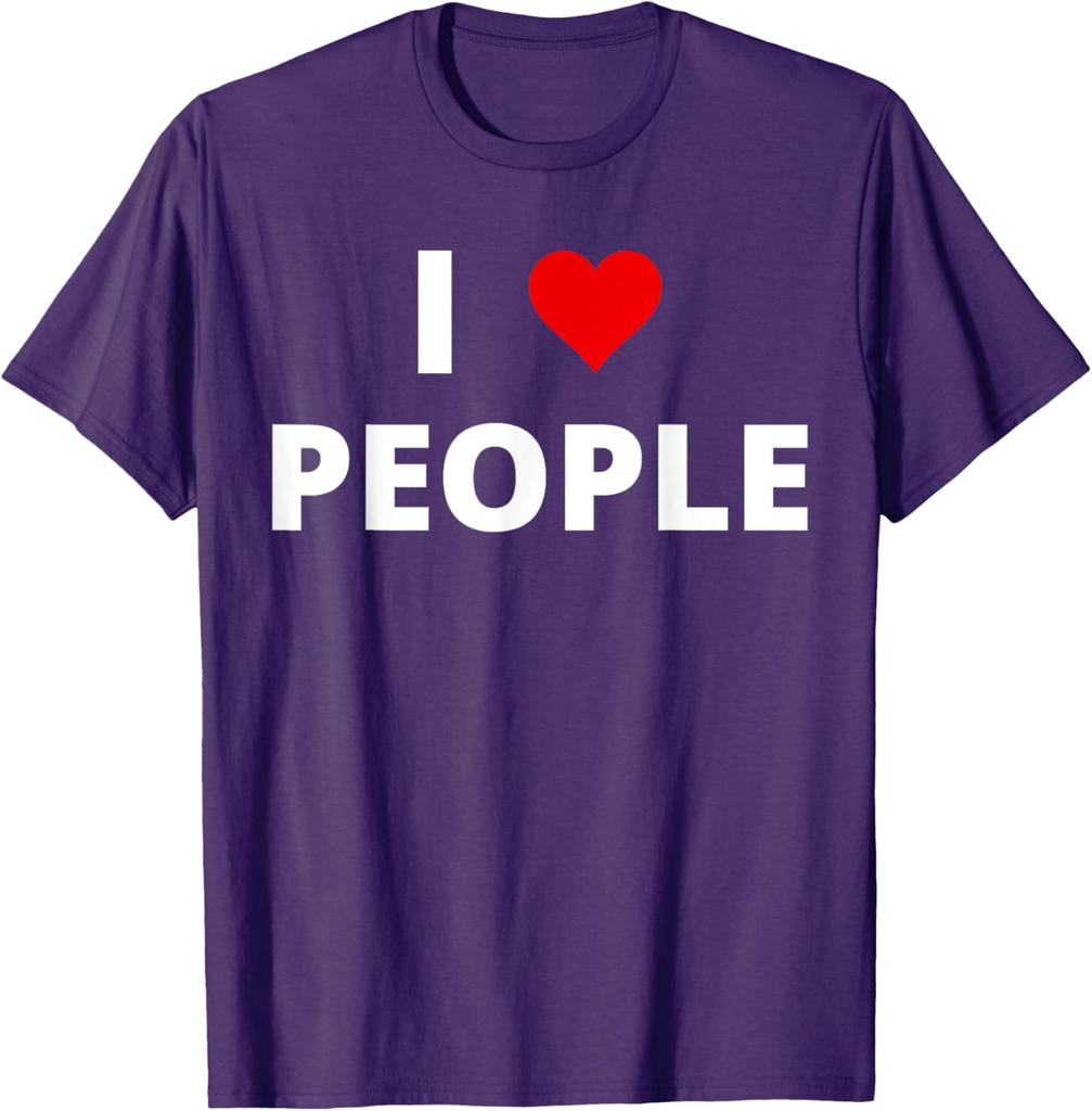 Ich liebe Menschen Grafikdruck Baumwolle Kurzarm T-Shirt Lässig Täglich Rundhalsausschnitt T-Shirt