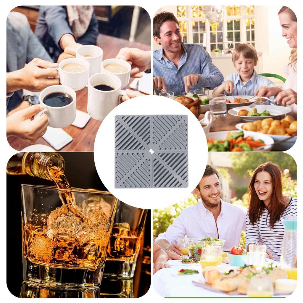 Silicone Coasters Anti-Slip Tabletop Protection Insulation Mat Coaster For Office Desk For Hot Cold Beverages Coffee Latte Soup