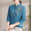 Yonghua Women's Fleece-Lined Qipao Collar Knit Sweater