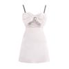 European and American Sexy off-the-Shoulder Strap Back White Dress Light Luxury Minority Classy Grade Socialite Graceful Bow Dress