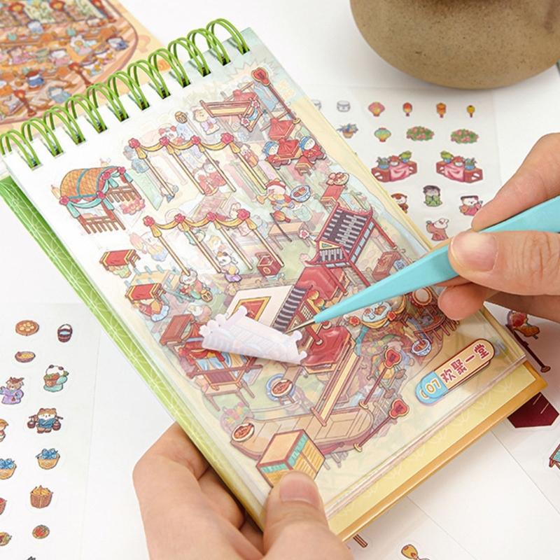 DIY Decorative Sticker Chinoiserie Theme Landscape Sticker Book Scene Sticker Journal Supplies Gift for Kid Child