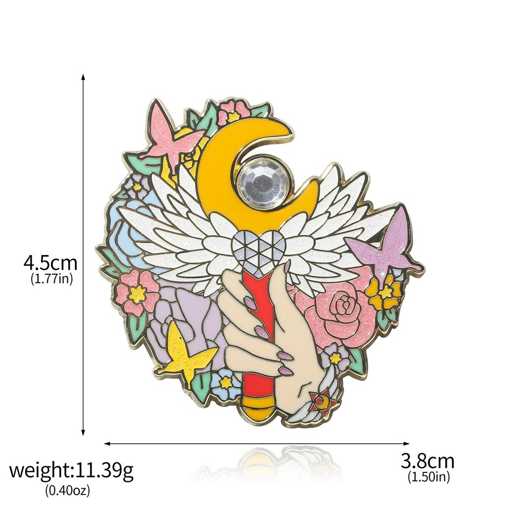 Anime Cute Girl Brooches Tsukino Usagi Magic Cane Glitter Diamond Metal Badge For Women Girl Fans Jewelry Charm Gifts
