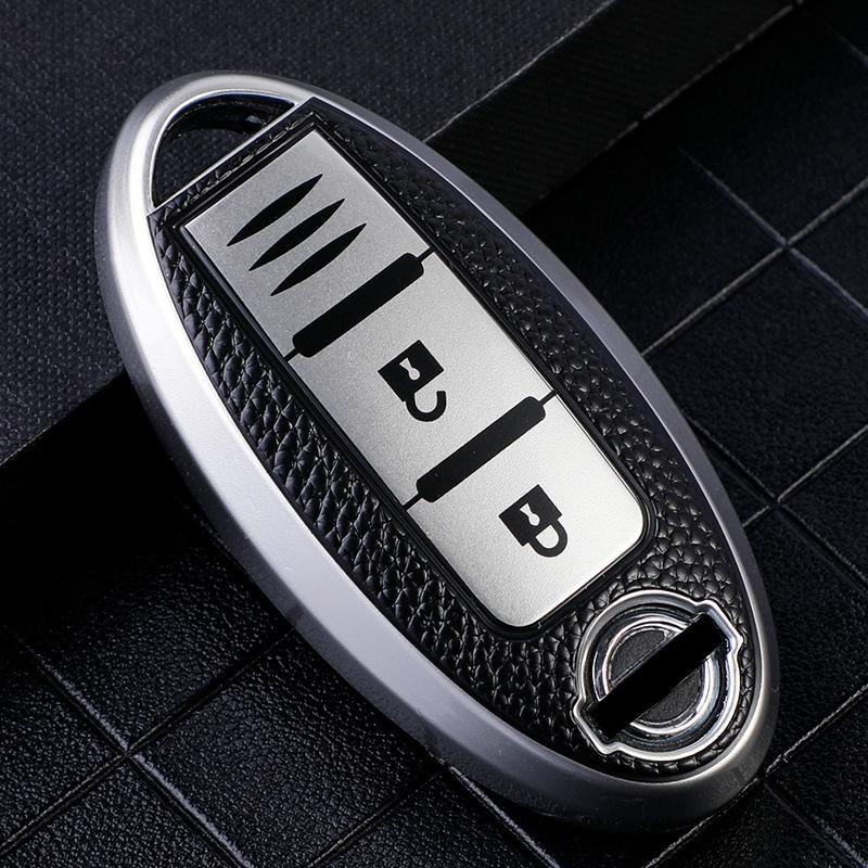 Leather Pattern Key Bag Is Suitable for 13-20 Nissan Teana Key Sets, and Nissan 12 Duke Car High-end Cases.