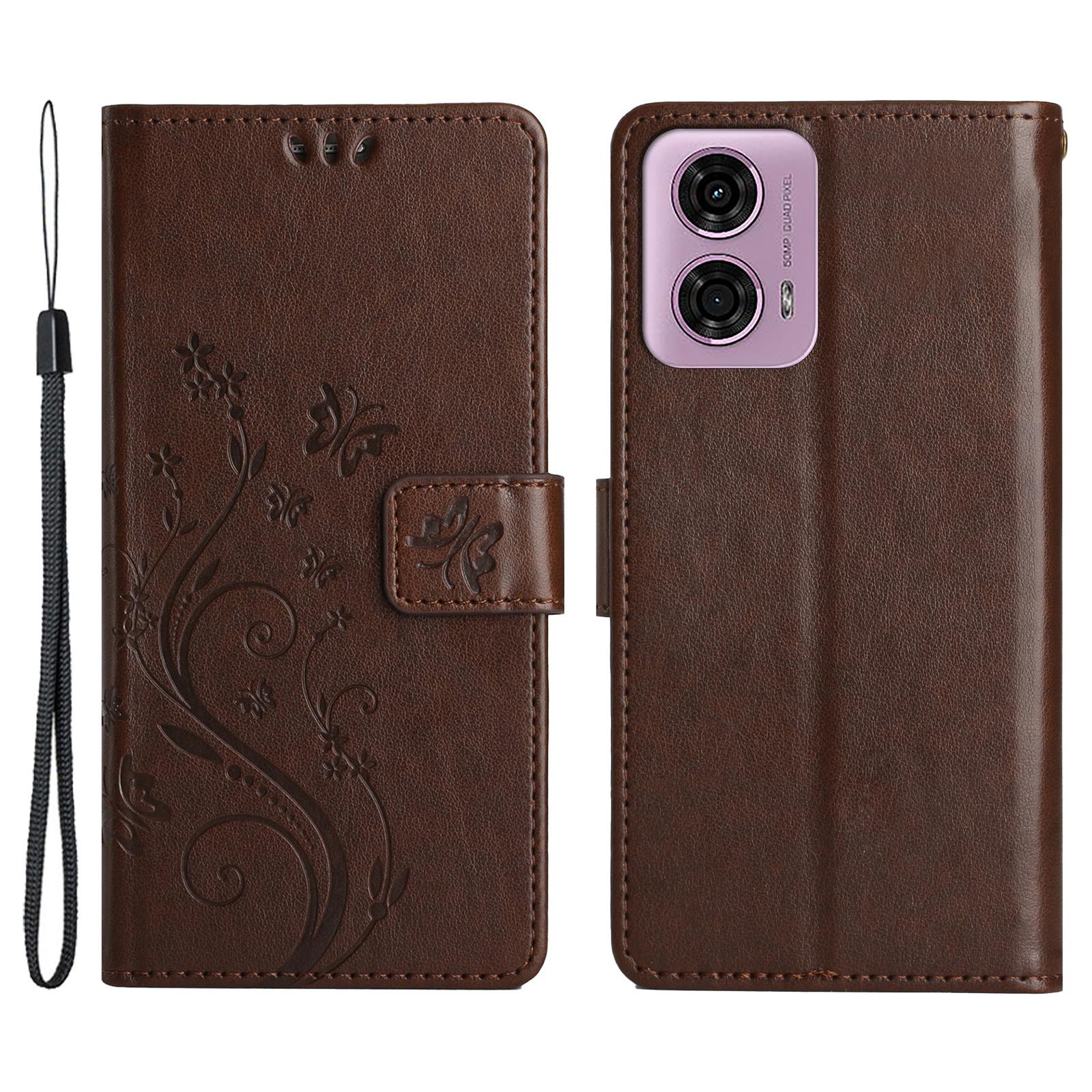 

For Motorola Moto G34 5G Case PU Leather Phone Wallet Cover with Strap H