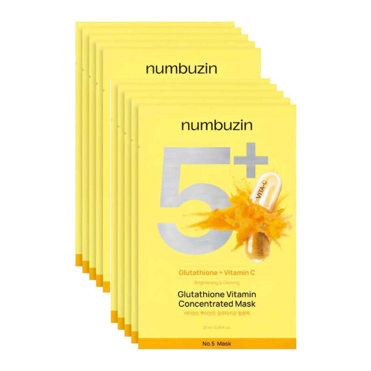 numbuzin №5 Витамин С Глутатион Пленочная Маска-Лист Увлажняющая Сияющая 27мл 5шт