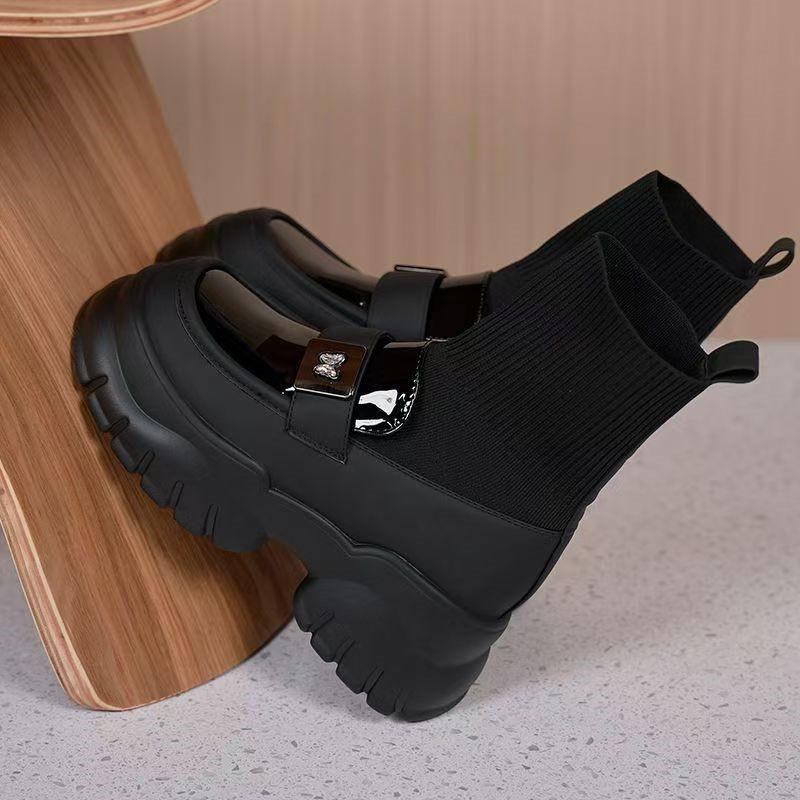 Platform Women's Boots Bow Flats Designer Knitting Shoes for Woman Fashion Sport Short Boots  New Trend Winter Femme Boots