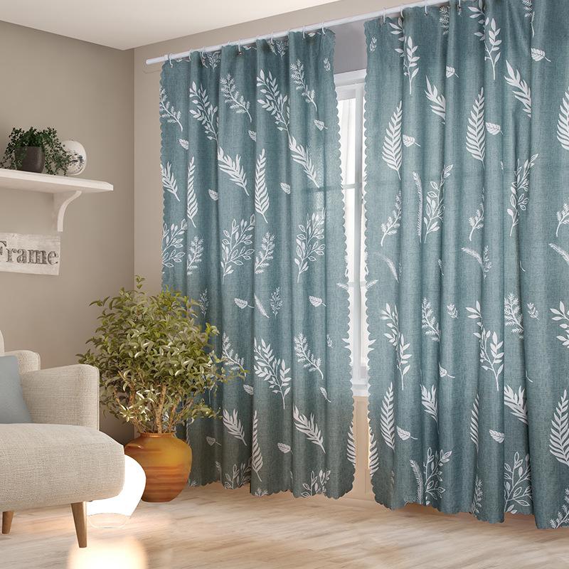No Punching Living Room Half Blackout Curtains Simple Dark Cute Small Fresh Pastoral Room