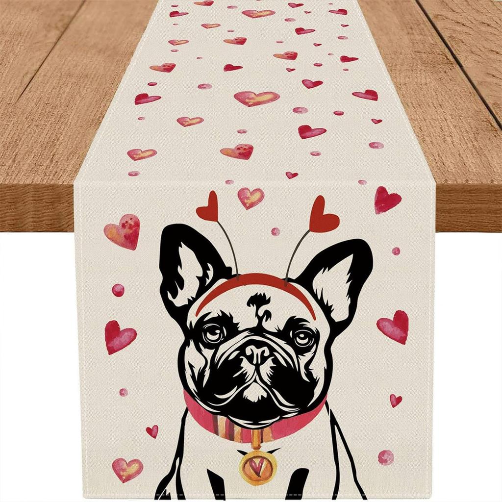 Love Heart Valentine's Day Table Runner, Inch Seasonal Anniversary Dining Table Kitchen Decoration For Indoor Home Party