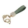 PU Leather Car Key Chain Plaid Durable Car Key Ring Chain Holder Shiny Crystal Pendant Key Ring