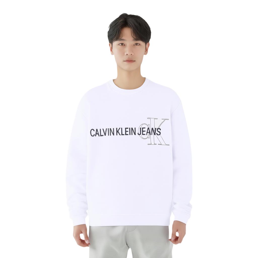 Calvin Klein Logo Crewneck Sweatshirt Men Sweatshirts White J30J318181-YAF