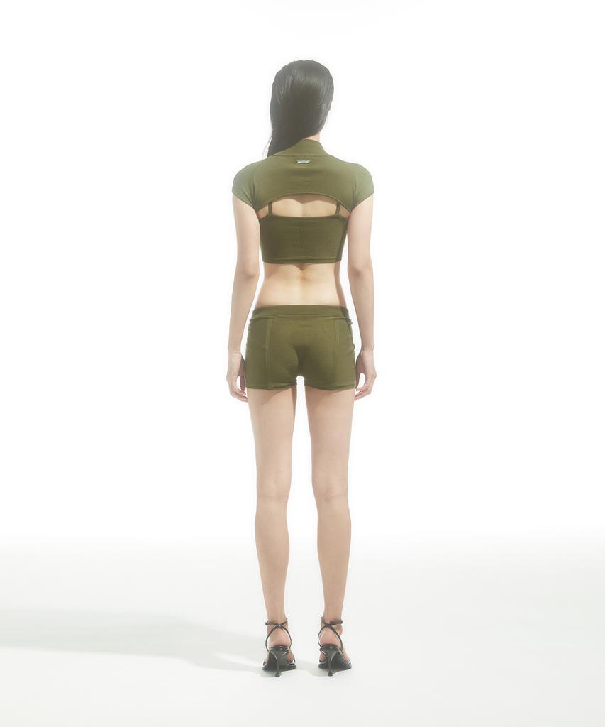 DRAE Corset Seamless Knit Top_Khaki