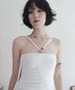 Rubati Shirred Strap Tube Top Dress_White