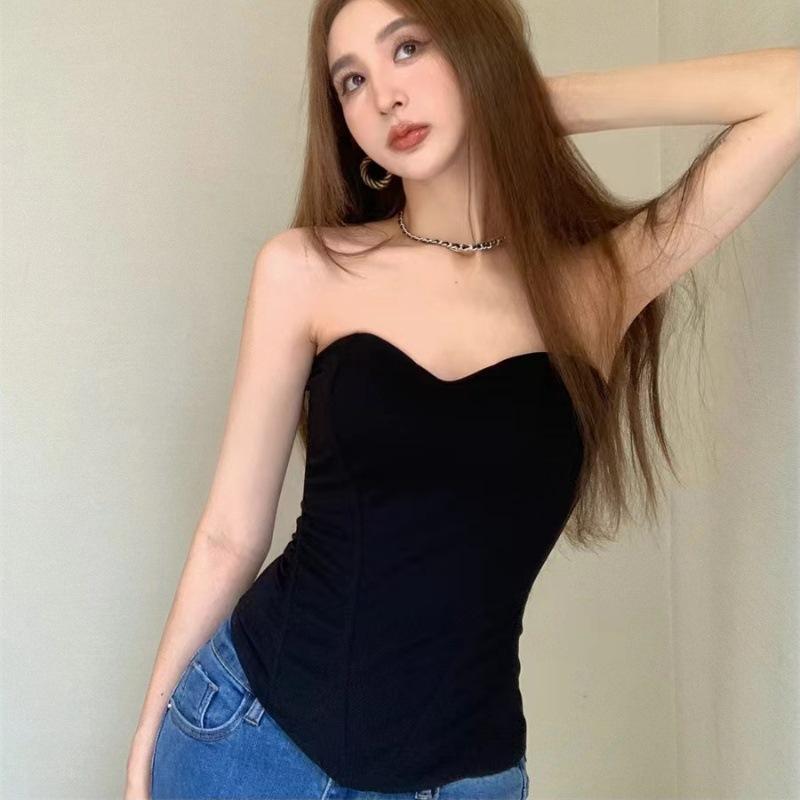 Body sculpting fish bone chest wrapping women's vest sexy high waist slim fit European and American fashion with chest pad non-slip strip tube top bra