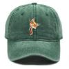 Cute Fox Print Snapback Sun Hat Big-eyed Fox Baseball Hat Washed Cotton Stylish Adjustable Baseball Cap Ideal Choice For Gifts