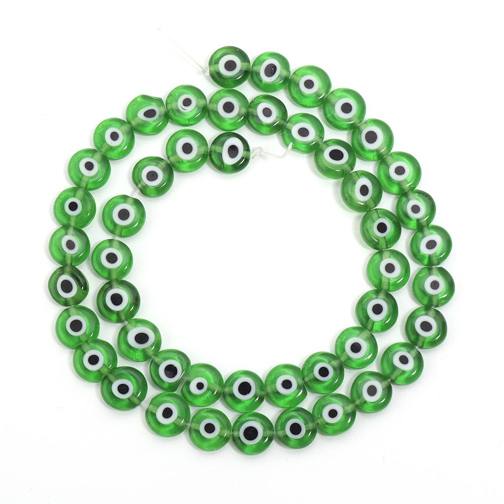 1 Strand Flat Round Glass Beads Evil Eye Lampwork Spacer Beads For Handmade Earring Bracelet Jewelry Making Supplies 4 6 8 10mm