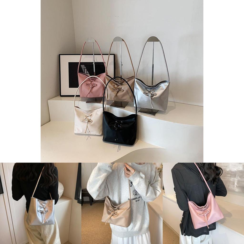 Stylish Modern Handbag For Women 2024 Summer New Solid Color Bow Design