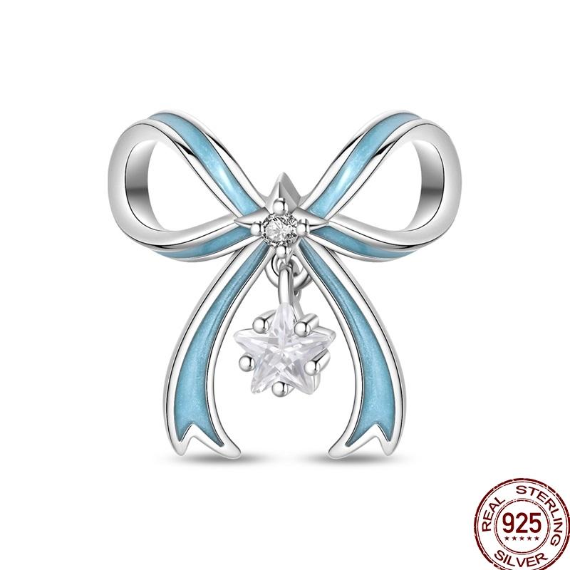 Authentic Stering copper Blue Bow Perfume Heart Charm Dancing shoes Bead Compatible With Authentic 3mm Bracelets Do It Yourself Ideal For Women Fine J