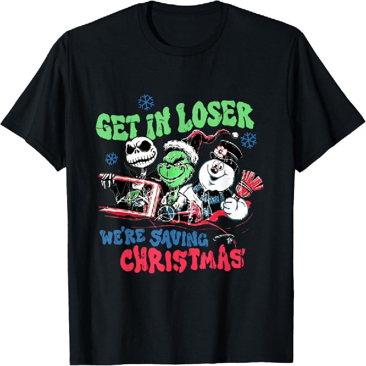 

Get in loser we re saving Santa Snowman Christmas T-Shirt XXXXXL різнокольоровий
