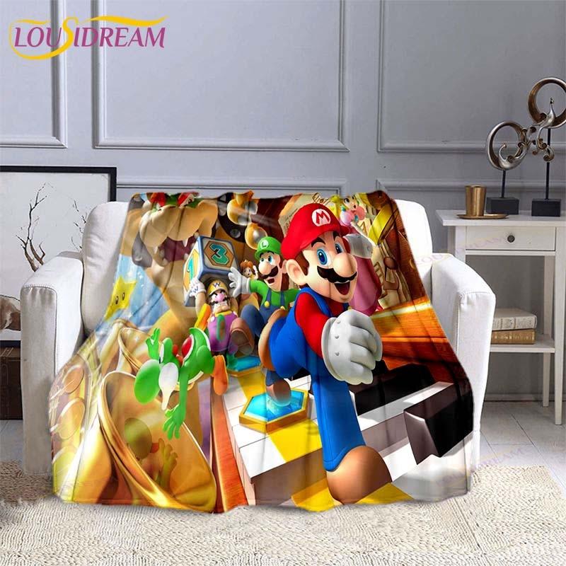 Mario Bros Fashion Blanket Anime Flannel Bed Throw Blanket Soft 3D Printed Cartoon Coverlet Sofa Travel Camping Children Blanket