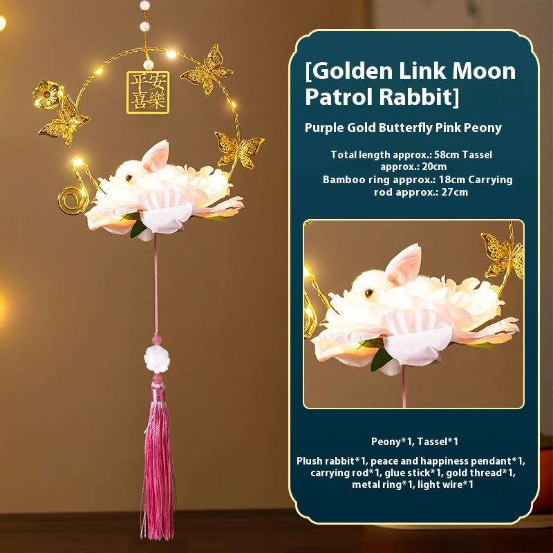 Kendin Yap Malzeme Çantası Çocuk Tavşan Feneri Ay El Yapımı Lotus Çiçeği Fenerleri Parlayan El Feneri Sonbahar Ortası Festivali Lambası