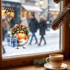 Christmas Party Glass Decorations Bird Static Window Sticker, Cute Watercolor Stickers with Wreath And Gift Box, PVC Decals for Waterproof Clings