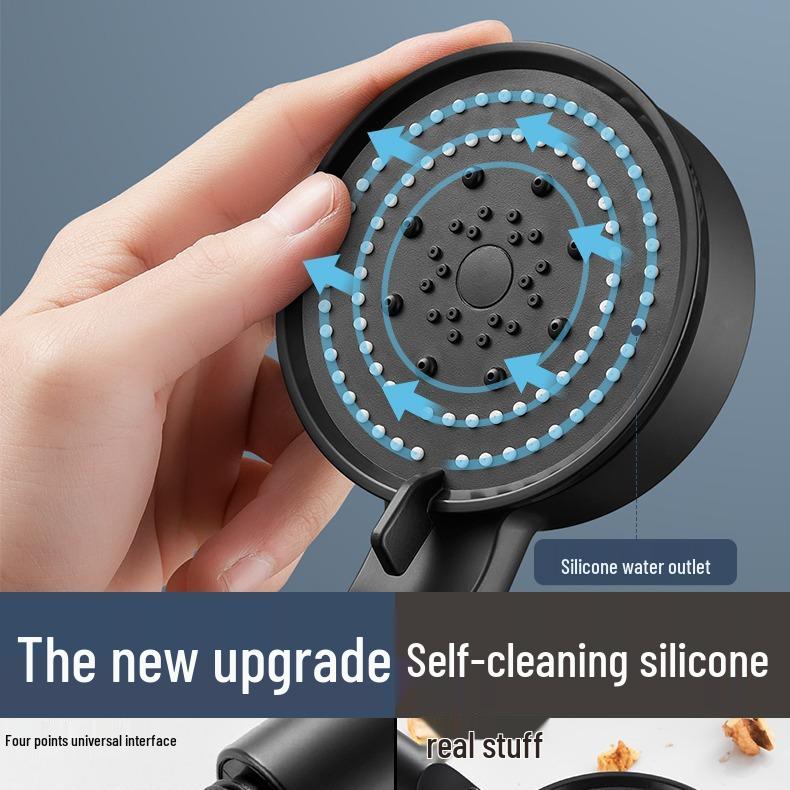 Supercharged High-Pressure Shower Head with Hose Set