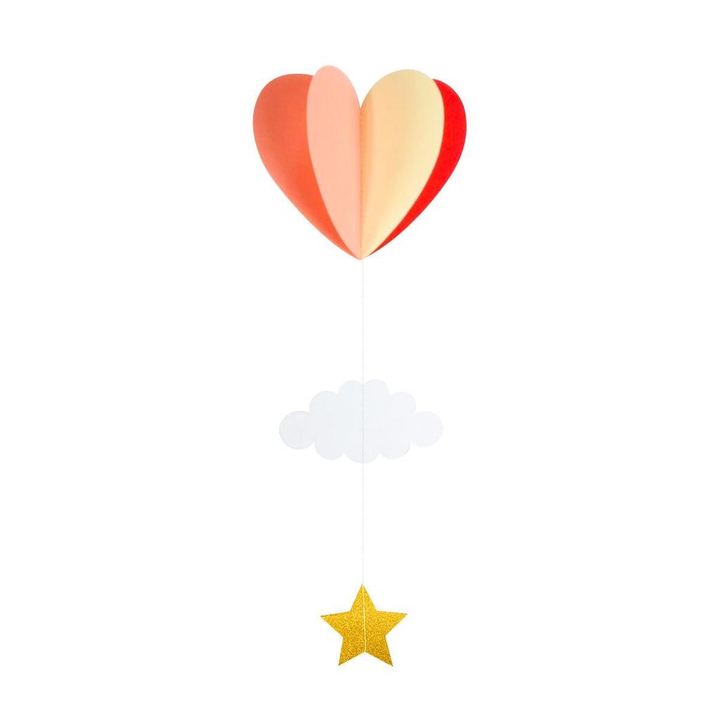3D Heart & Hot Air Balloon Ornaments for Kindergarten Birthday Party Decor
