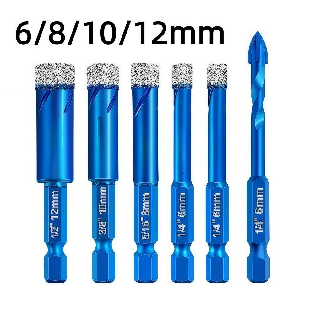 Dia 6/8/10/12MM Dry Tile Drilling Bit 1/4 Inch Granite Drilling Bit Glass, Ceramics, Marble, Etc