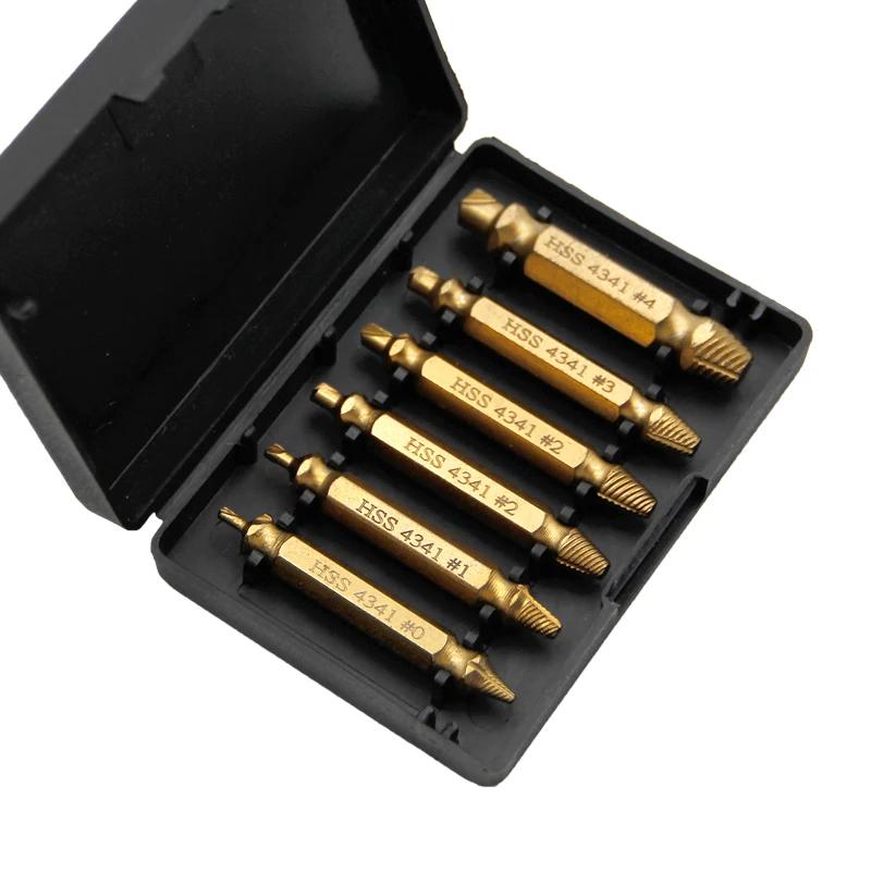 6pc Tool Set Double Headed Screw Extractor Damaged Screw Extractor Tool Set Removing Loose Teeth Broken Wires and Reverse Teeth