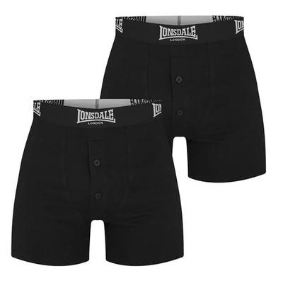 2x Black LONSDALE Men's Boxer Shorts In Box, Size L