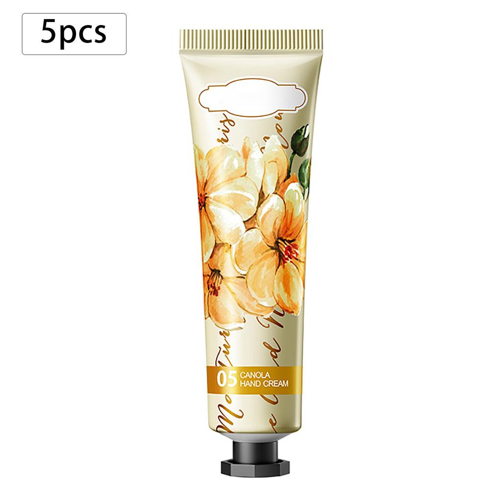 Travel-Size Hand Lotion Gift Set of 5, Moisturizing Cream with Fruity Floral Scents, Nourishing Care for Dry Cracked Hands in Winter