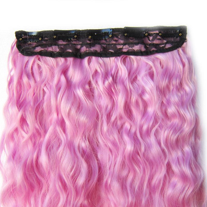 Kinky Curly Hair Clip In Hair Extension One Piece With 5Clips Colorful Ombre Color Cosplay Hairpieces