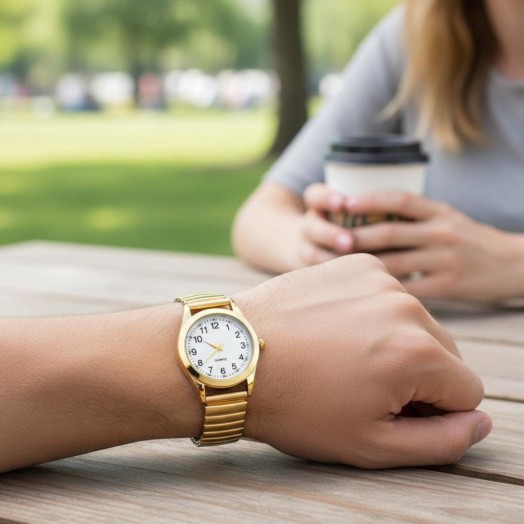 Large Digit Dial Watch with Elastic Band Waterproof Durable Glass Surface for Men Women