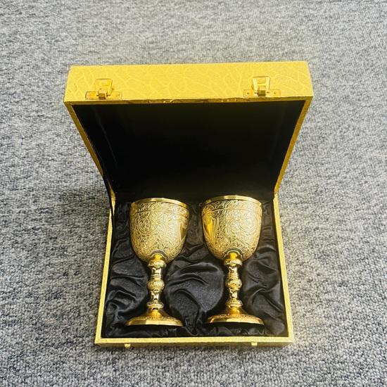 

Royal Design Wine Cup Shiny Brass Goblet Glass, Engraved Glass Gift Birthday Gift