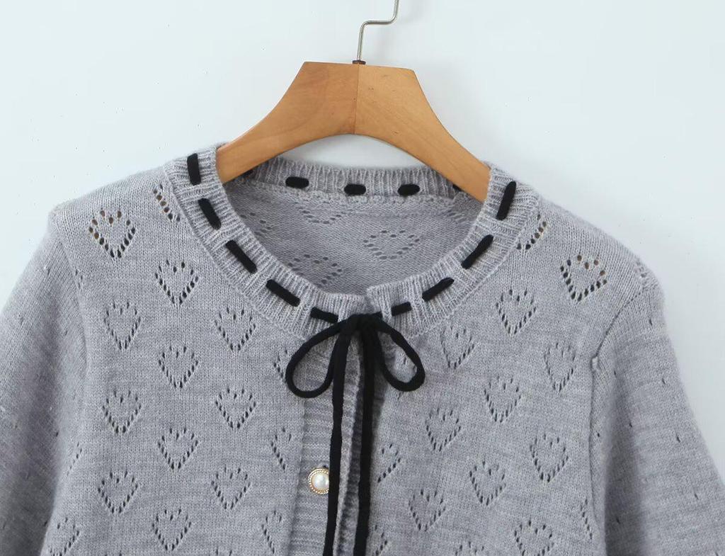 Spring 2026 European & American Style Versatile Drawstring Button Cardigan Sweater