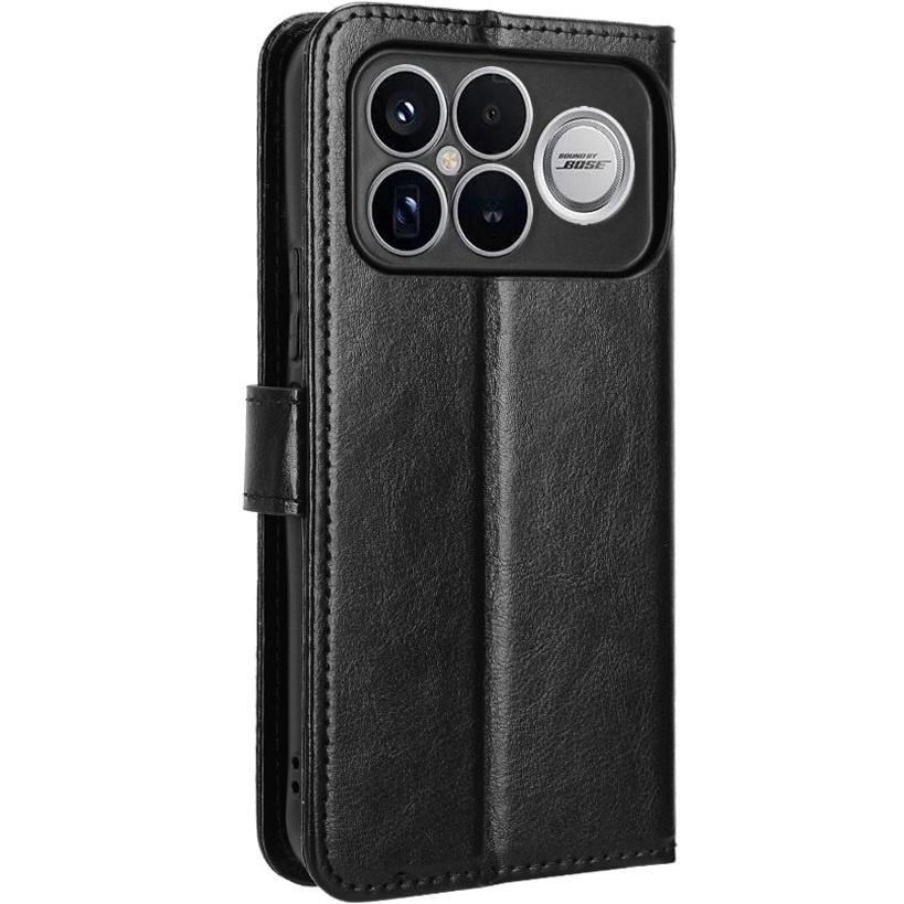Flip Case for Xiaomi Poco F8 Ultra, Crazy Horse Wallet, Black