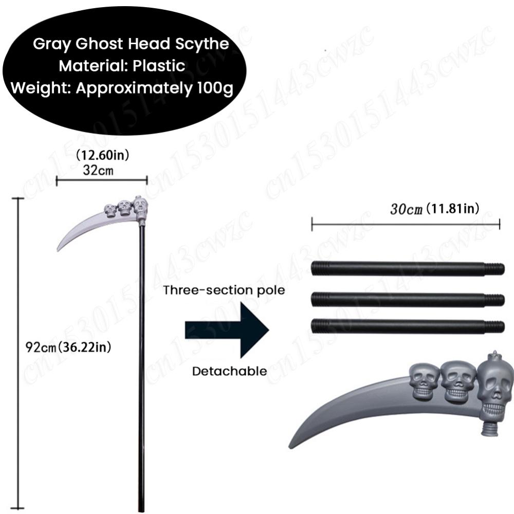 Halloween Grim Reaper Costume with Glowing Red Eyes/Gloves/Mask & Scythe Props Home Party Cosplay Costume Suitable For All Ages