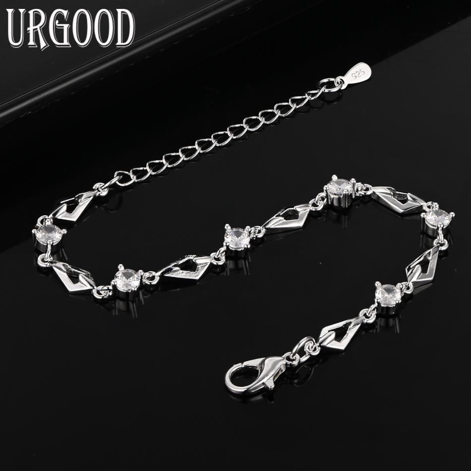 925 Sterling Silver AAA Zircon Bracelet Wedding Gift Jewelry
