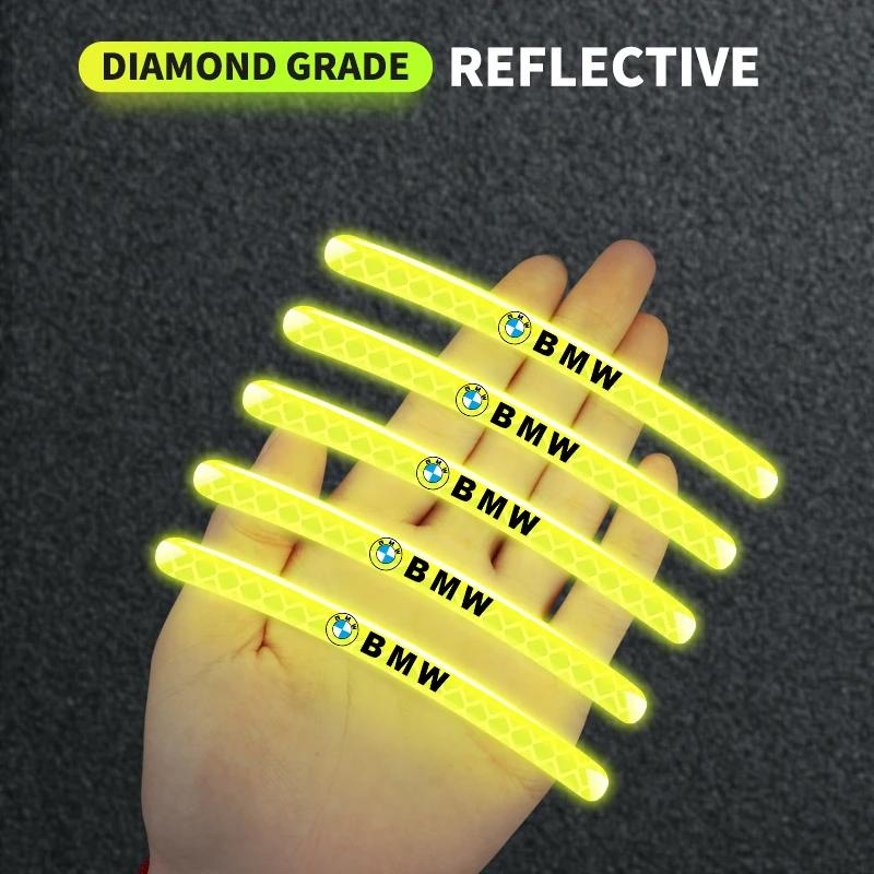 Car Bike Motorcycle Wheel Hub Reflective Stickers For BMW 13 5 Series F20 F21 F22 E87 E88 E90 E60 G30 E84 F10 F30 M X1 X3 X4 GT