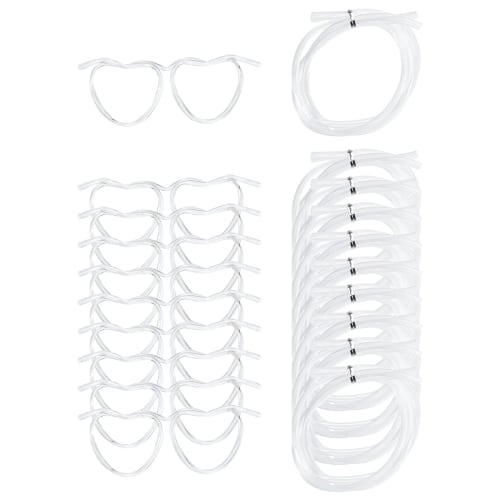 uxcell Reusable Transparent Plastic Straws for Glasses, Funny Straws, Birthday Party Decorations, 125/350/630mm, Pack of 16