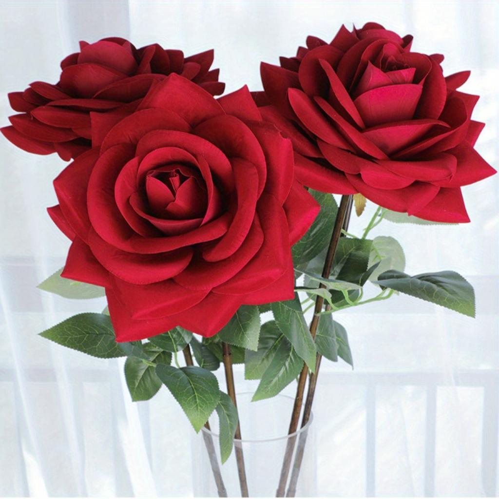 44 Inch Artificial Red Rose Flower, Single Red Rose with Stemfor Valentine's Day Mother's Day Wedding Party Home Decor Centerpieces Anniversary Decor