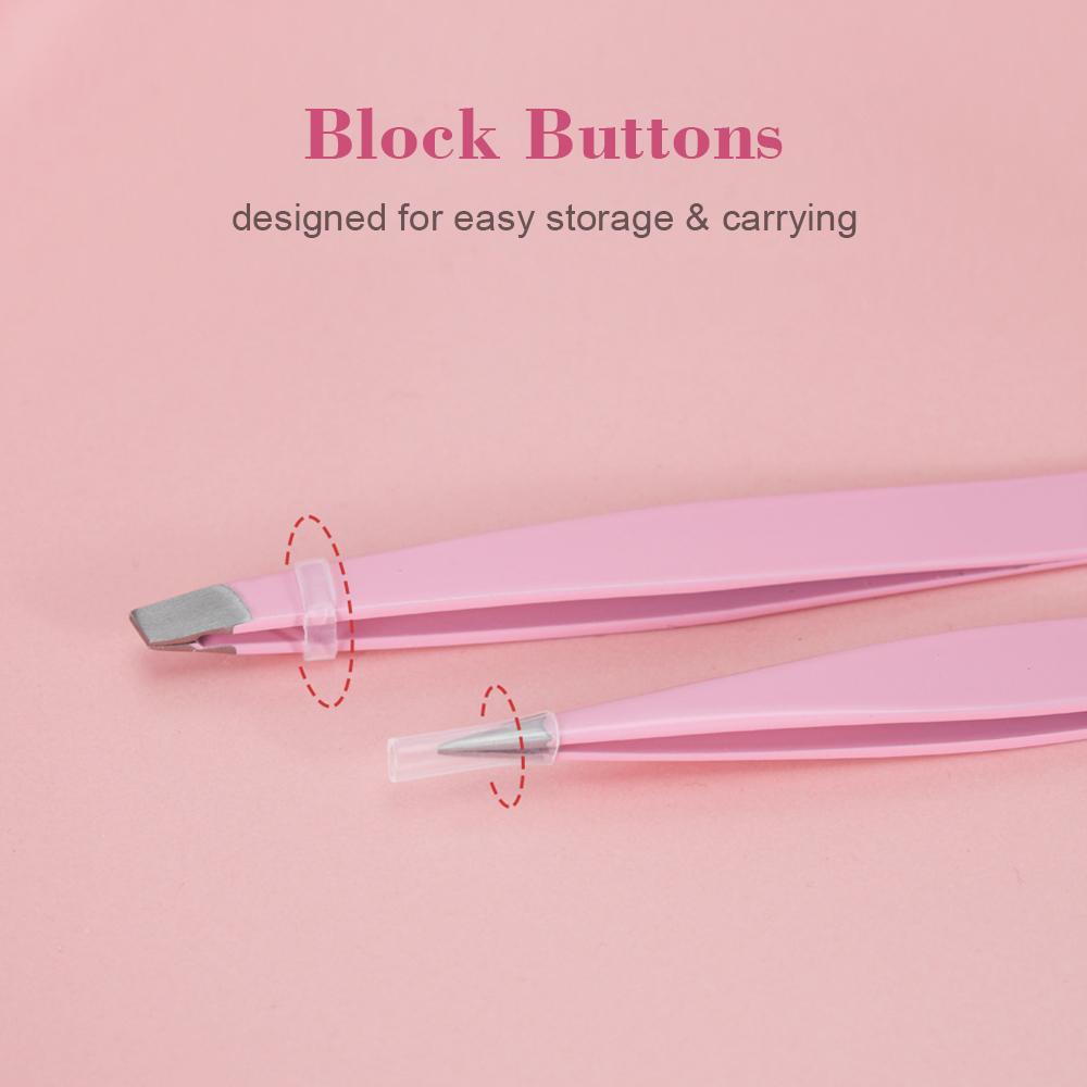 Eyebrow Tweezers Set with Storage Case 4PCS Daily Beauty Tools for Eyebrow Makeup & Hair Removal Stainless Steel Eye