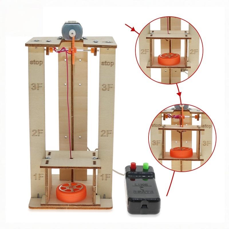1 Set Science School Projects Diy Electric Remote Control Lift Elevator Wooden Model Kit Experiment Science Toys For Kids